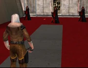 Three Force Adepts face Tyber Zann during a daring raid on Coruscant