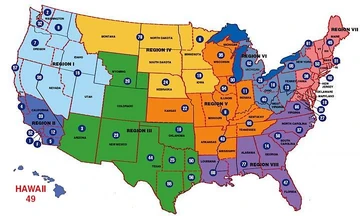 Regions in USA  (Click to enlarge)