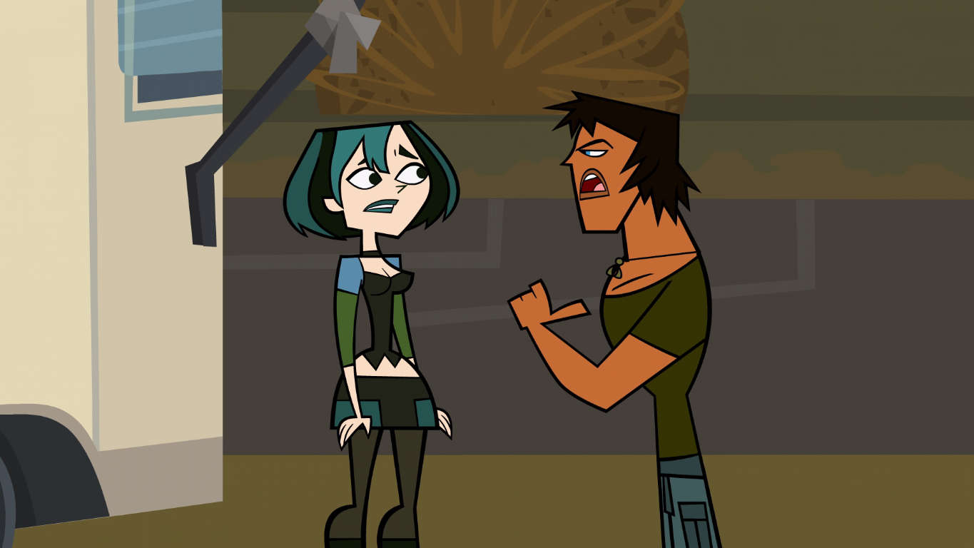 Total Drama Action Captioning Justin and Gwen. 