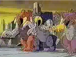 From left to right: Sparkstalker, Flamefeather and Cindersaur