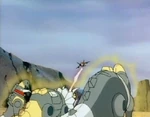 When you get shot at, you die. When the Dinobots get shot at, they glow with a holy light.