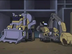 "Yo, fleshie moron, ain't no one drivin' us Constructicons!  We drive ourselves!"