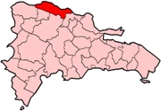This is a map of the Dominican Republic and the Puerto Plata province is highlighted in red.