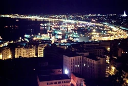 The capitol Algiers at night.