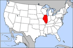Map of the United States with Illinois highlighted.