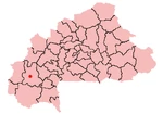 Map of Burkina Faso with Bobo Dioulasso highlighted in red.