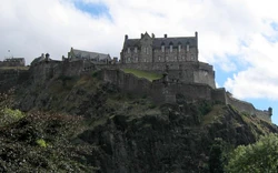 Edinburgh Castle from Princes Street.  Edinburgh, Scotland, United Kingdom.