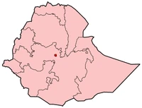 Map of Ethiopia with Addis Ababa highlighted in red.