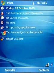 Typical Windows Mobile 5.0 for Pocket PC Today Screen