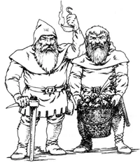 Törpék a Wiedźmin: Gra Wyobraźni PnP RPG-ben. Illusztrálta: Jarosław Musiał.