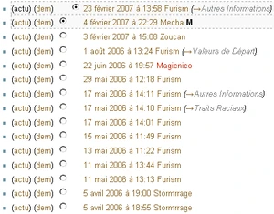 Les changements sont listés sur la page historique de l’article.