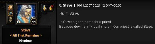 Steve's glorious first post