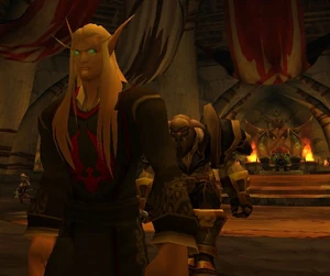 Ordevaas, as ambassador from the House of Whitehair, is escorted from Thrall's throne room in Orgrimmar
