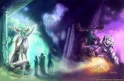 Cenarius instructs Tyrande, Malfurion, and Illidan