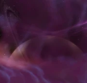 A fourth moon of Outland with a ring around.