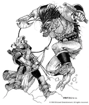 Elven ranger and a forest troll berserker