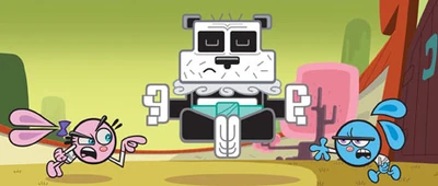 The main characters from left to right: Yin, Master Yo and Yang.