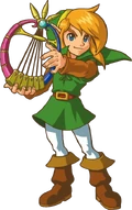 Artwork of Link holding the Harp of Ages