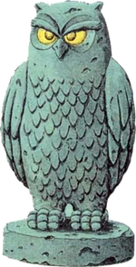 Artwork of an Owl Statue from Link's Awakening