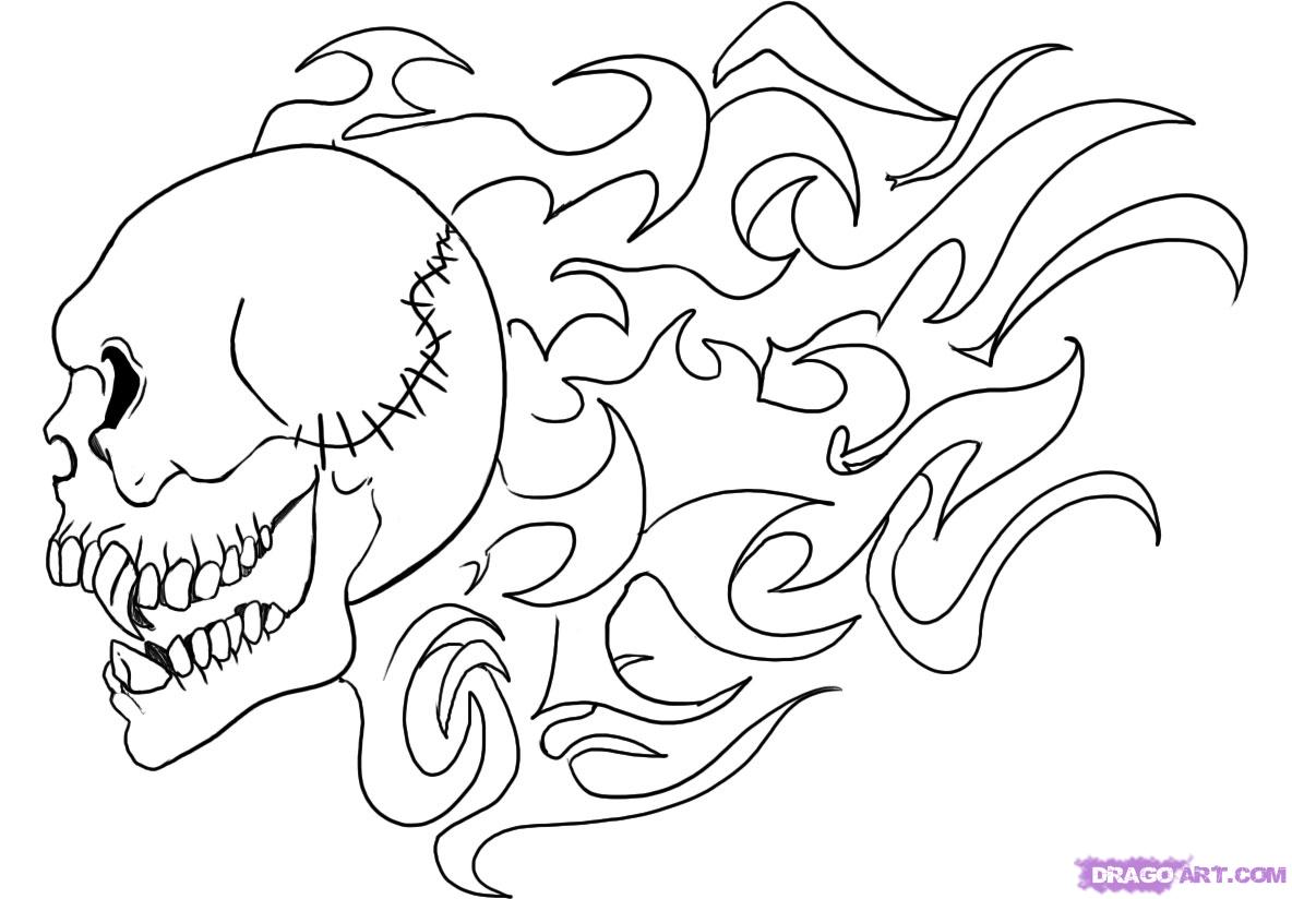 Image - How-to-draw-a-flaming-skull-step-4.jpg - The mutant tea party ...