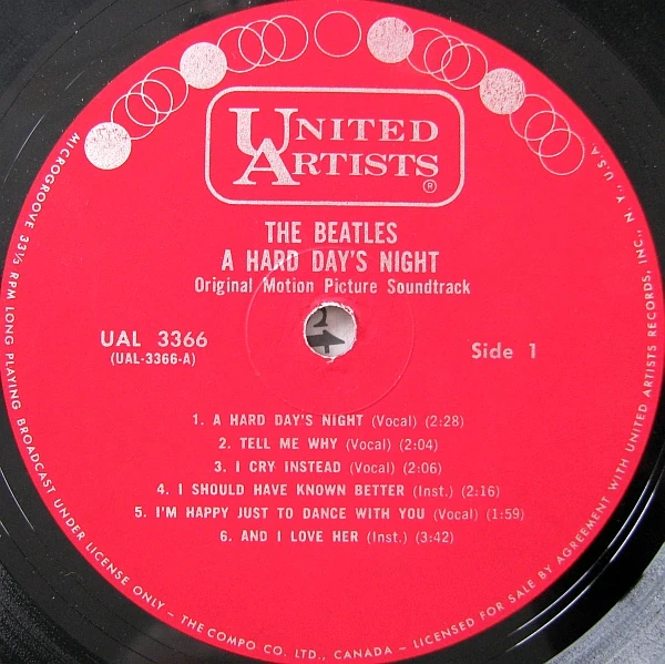 Cartolina D'Epoca Dell'Album 'A Hard Day's Night' Dei Beatles - Collezionismo Musicale
